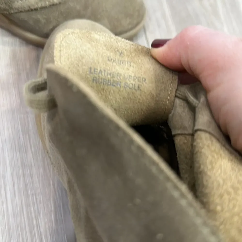 J. Crew neutral suede wedge booties size 7